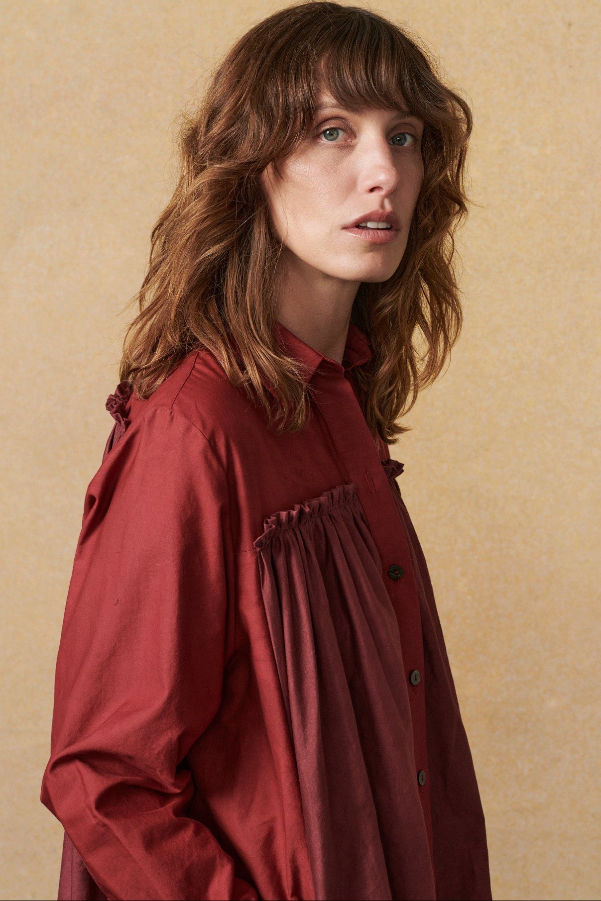 Celia Dress Cotton Poplin Deep Red - ELV Denim