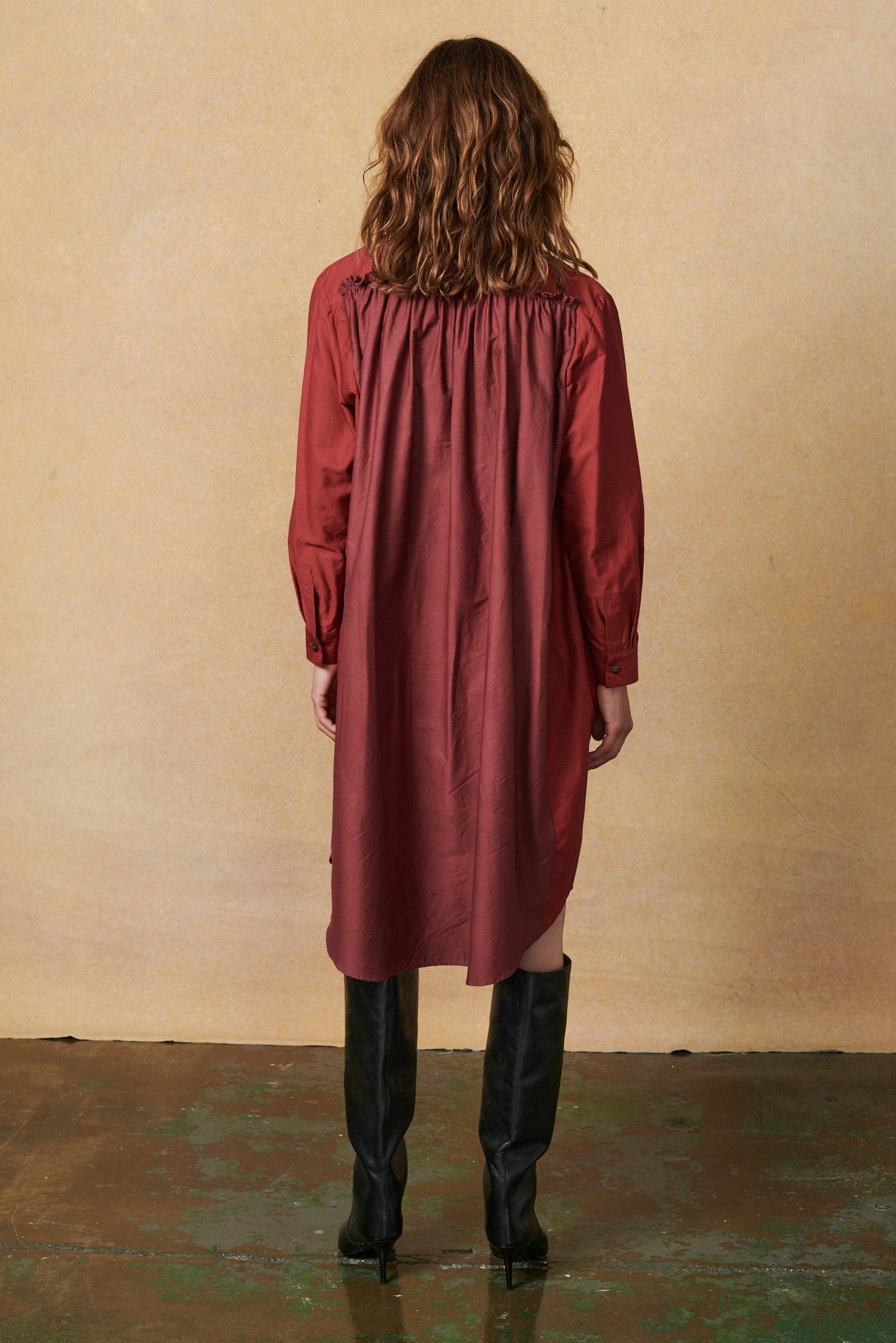 Celia Dress Cotton Poplin Deep Red - ELV Denim