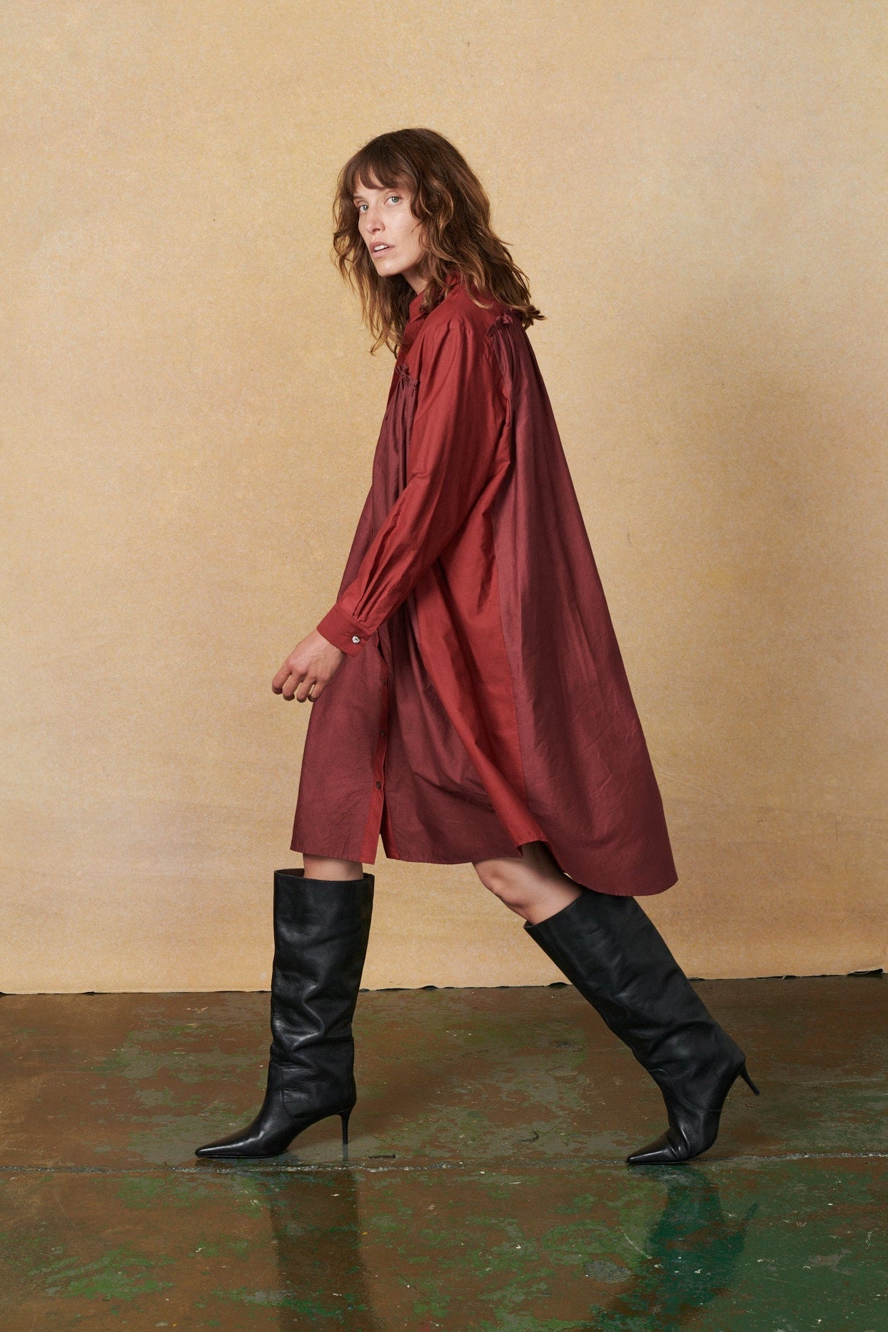 Celia Dress Cotton Poplin Deep Red - ELV Denim