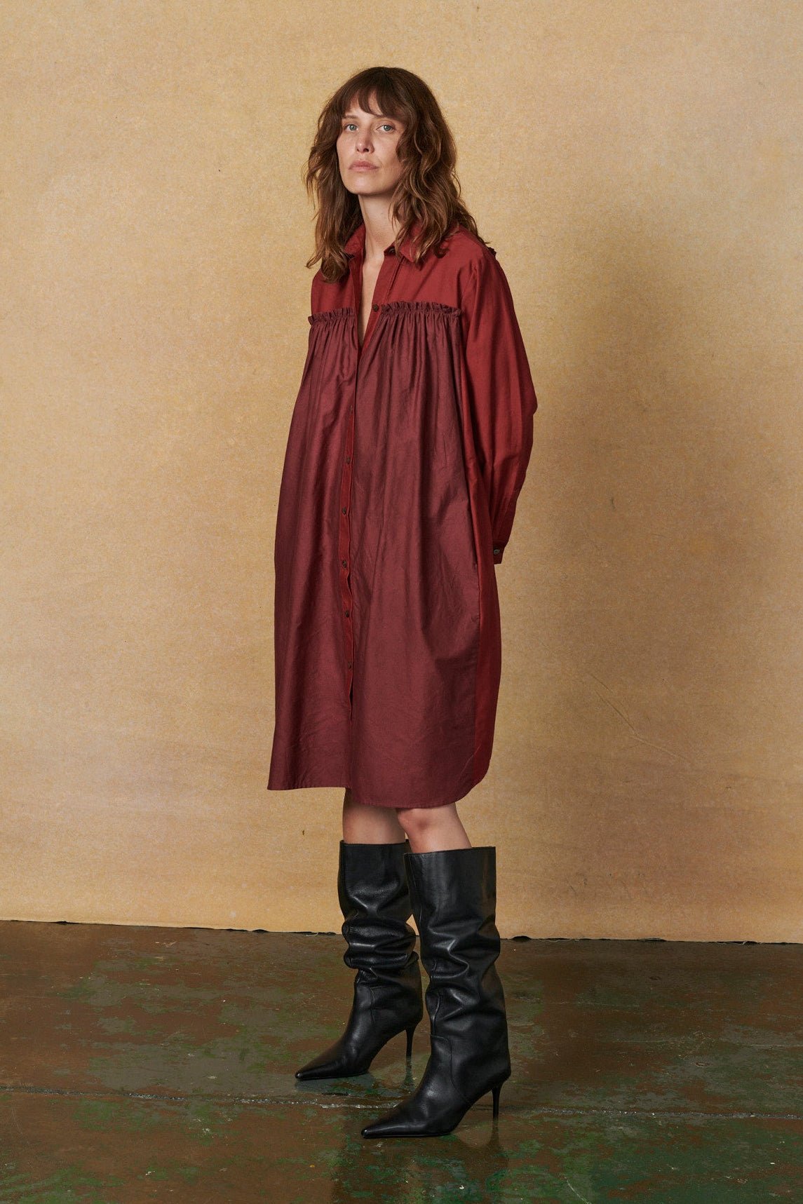 Celia Dress Cotton Poplin Deep Red - ELV Denim