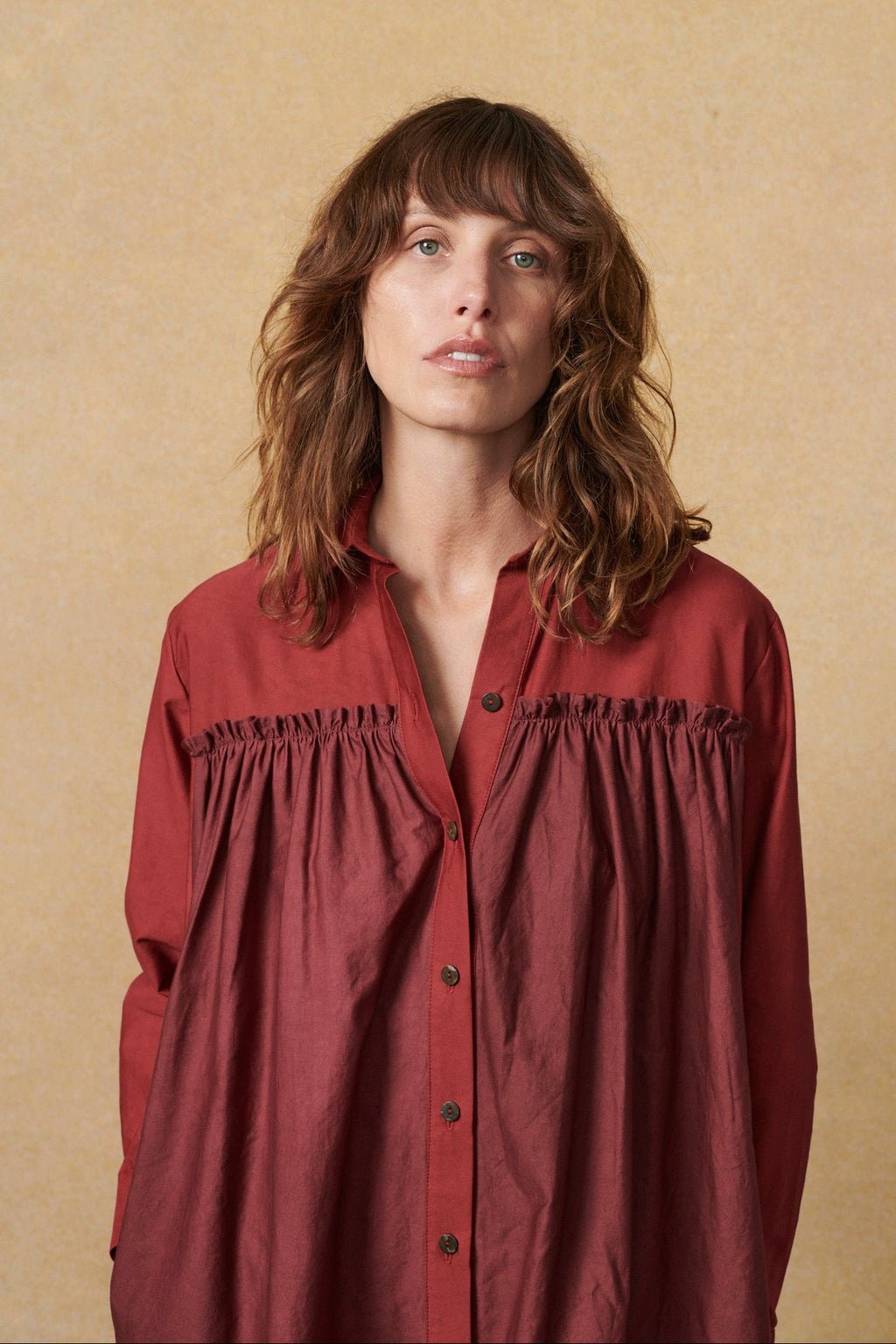 Celia Dress Cotton Poplin Deep Red - ELV Denim