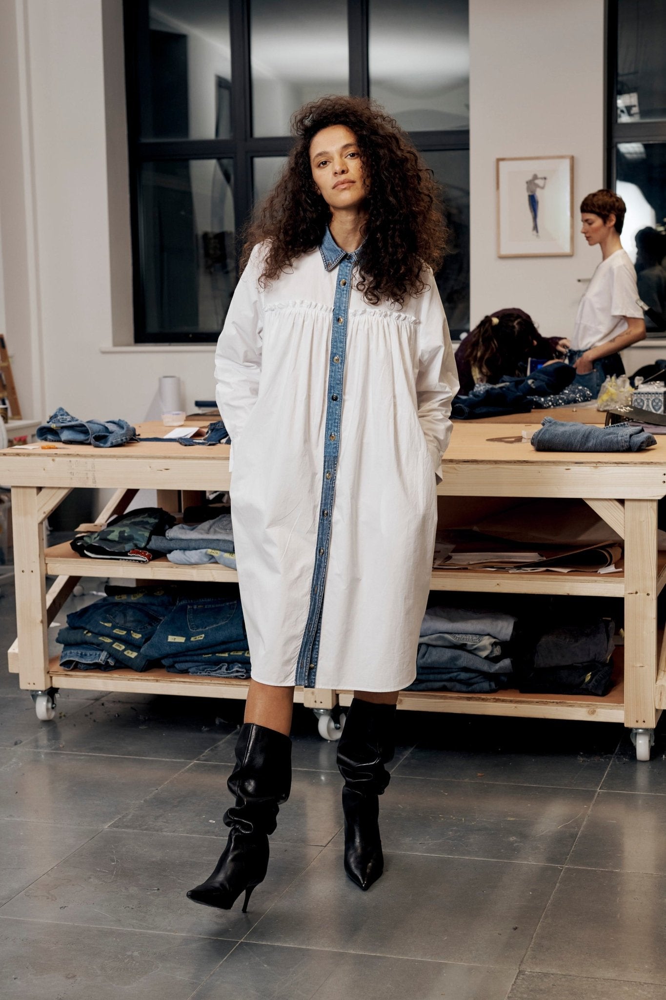 Celia Dress Denim Cotton Poplin - ELV Denim