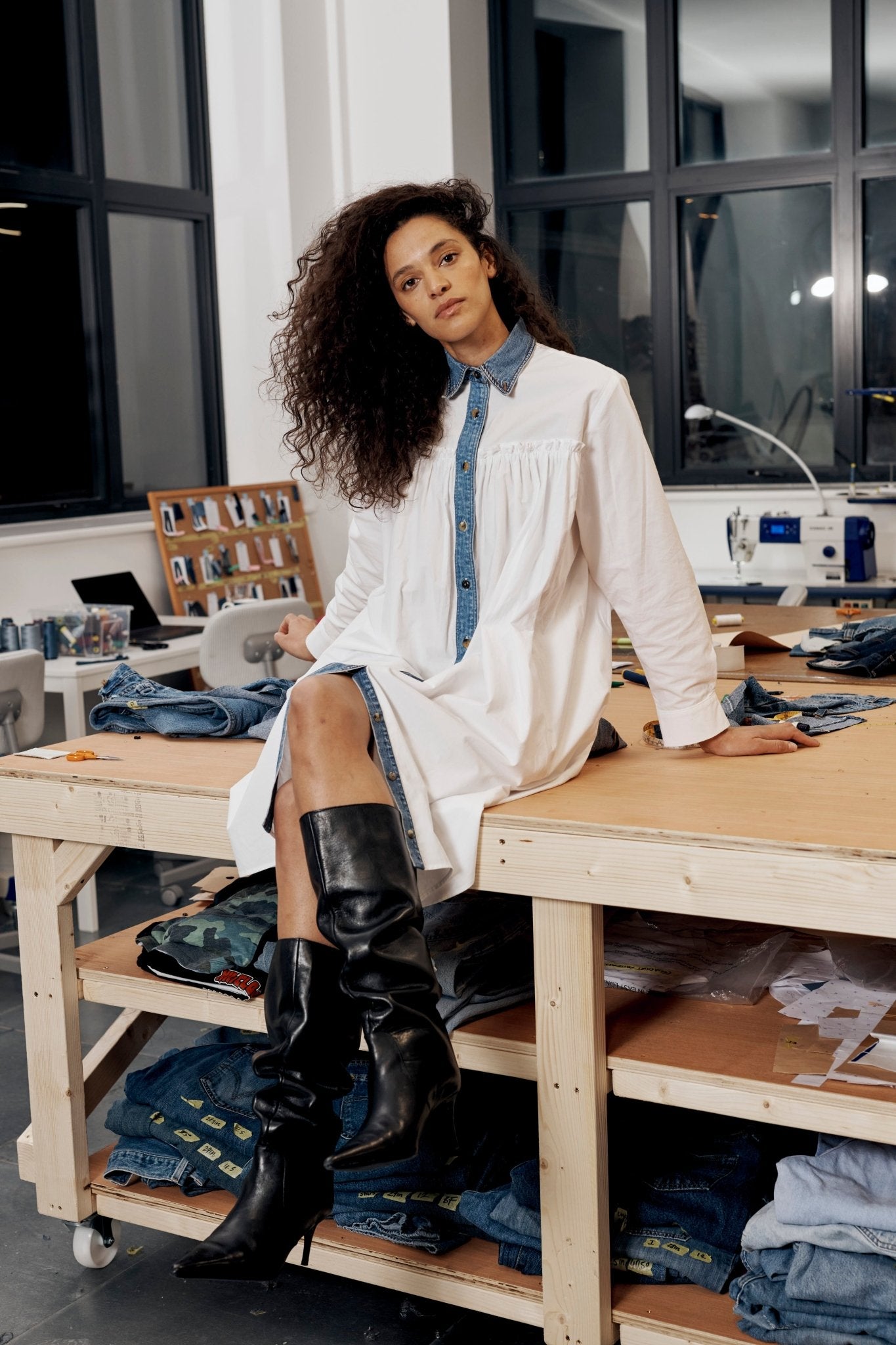 Celia Dress Denim Cotton Poplin - ELV Denim