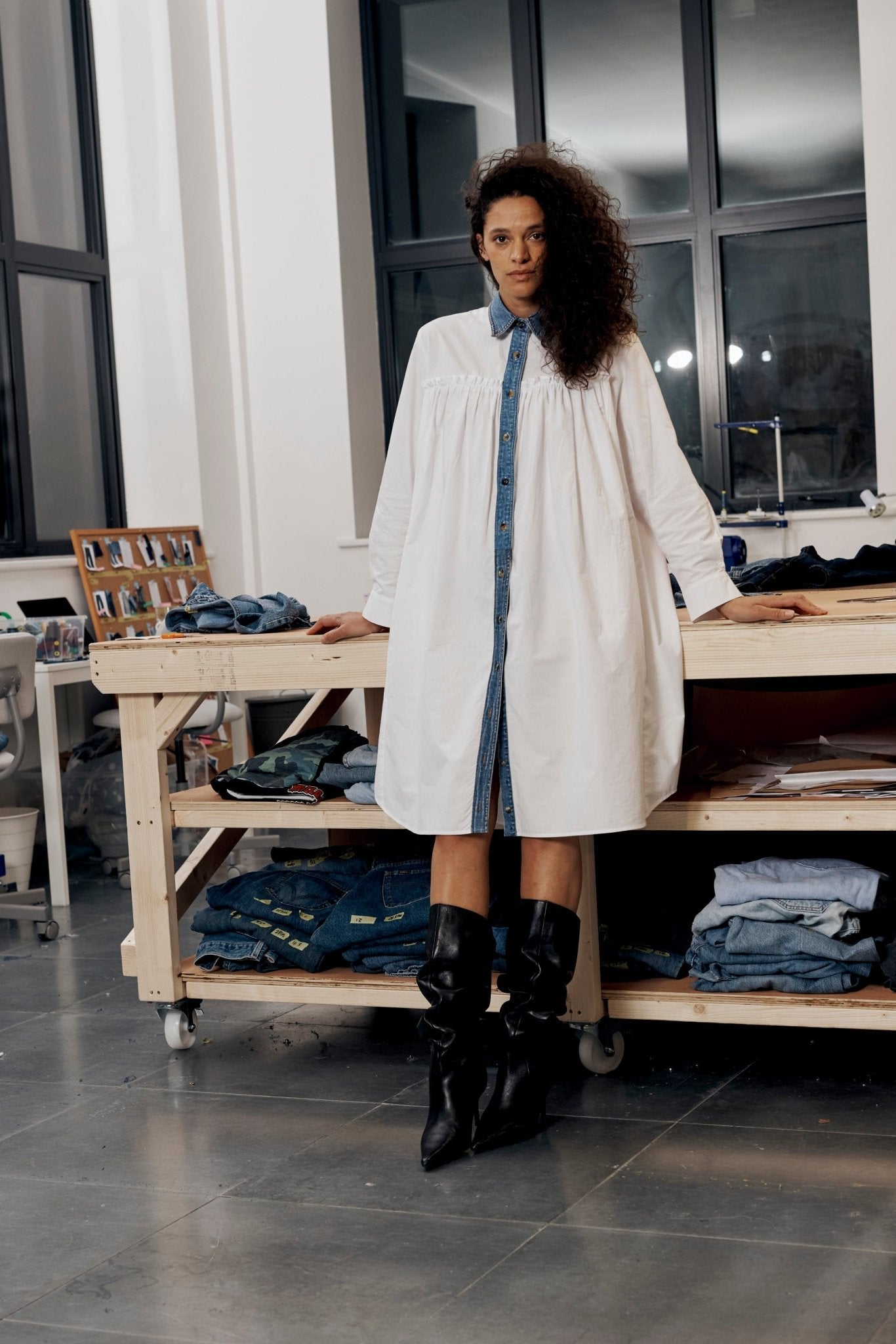 Celia Dress Denim Cotton Poplin - ELV Denim