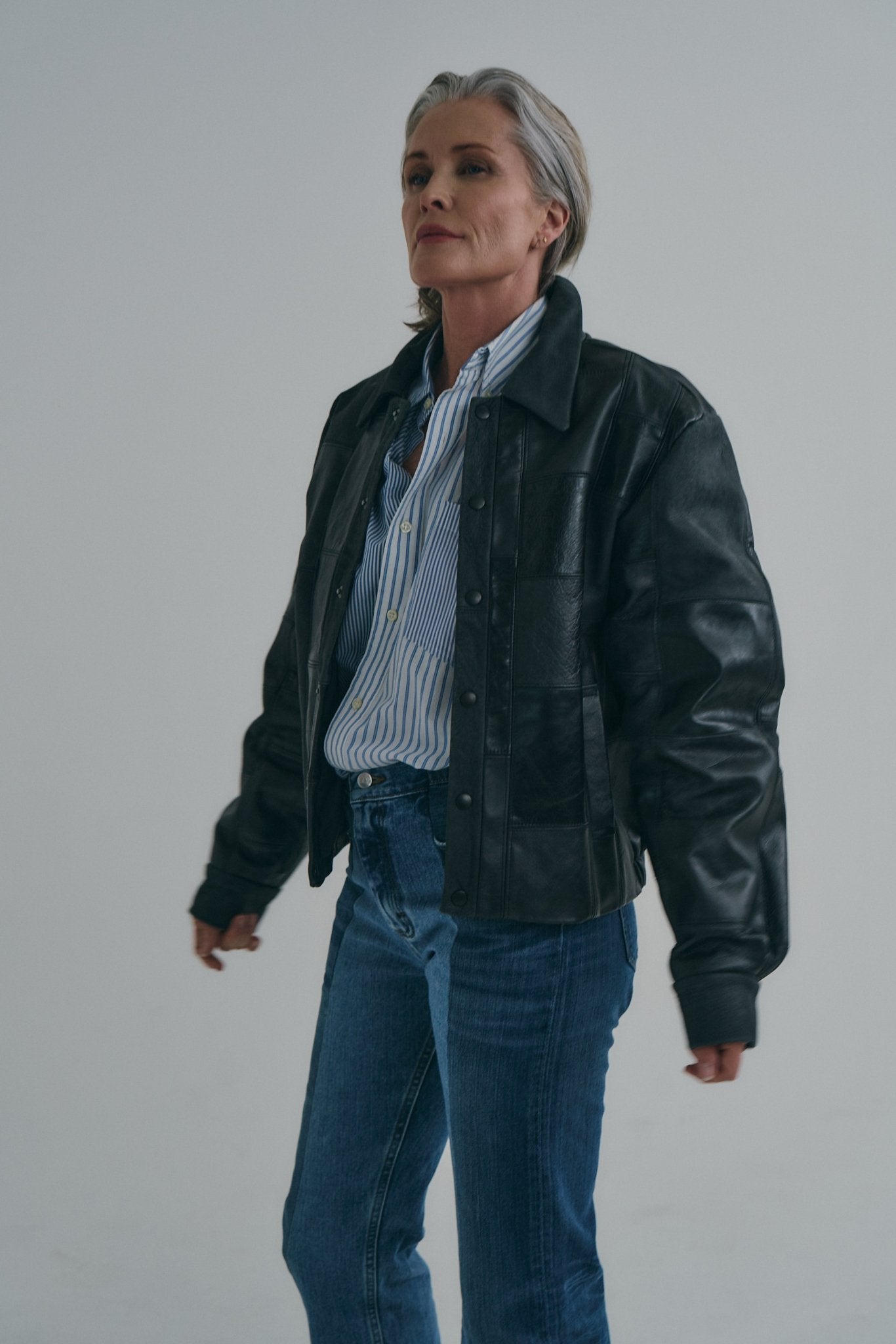 Charcoal Black Leather Bailey Bomber | One-of-a-kind - ELV Denim