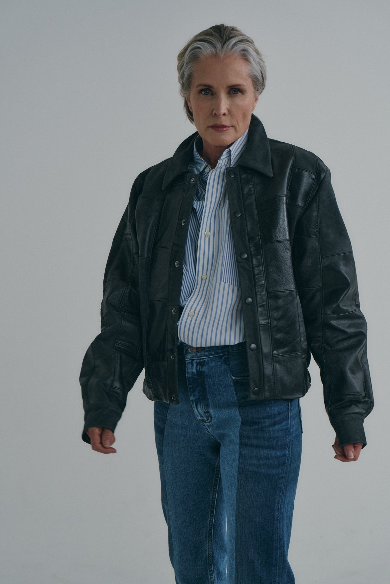 Charcoal Black Leather Bailey Bomber | One-of-a-kind - ELV Denim