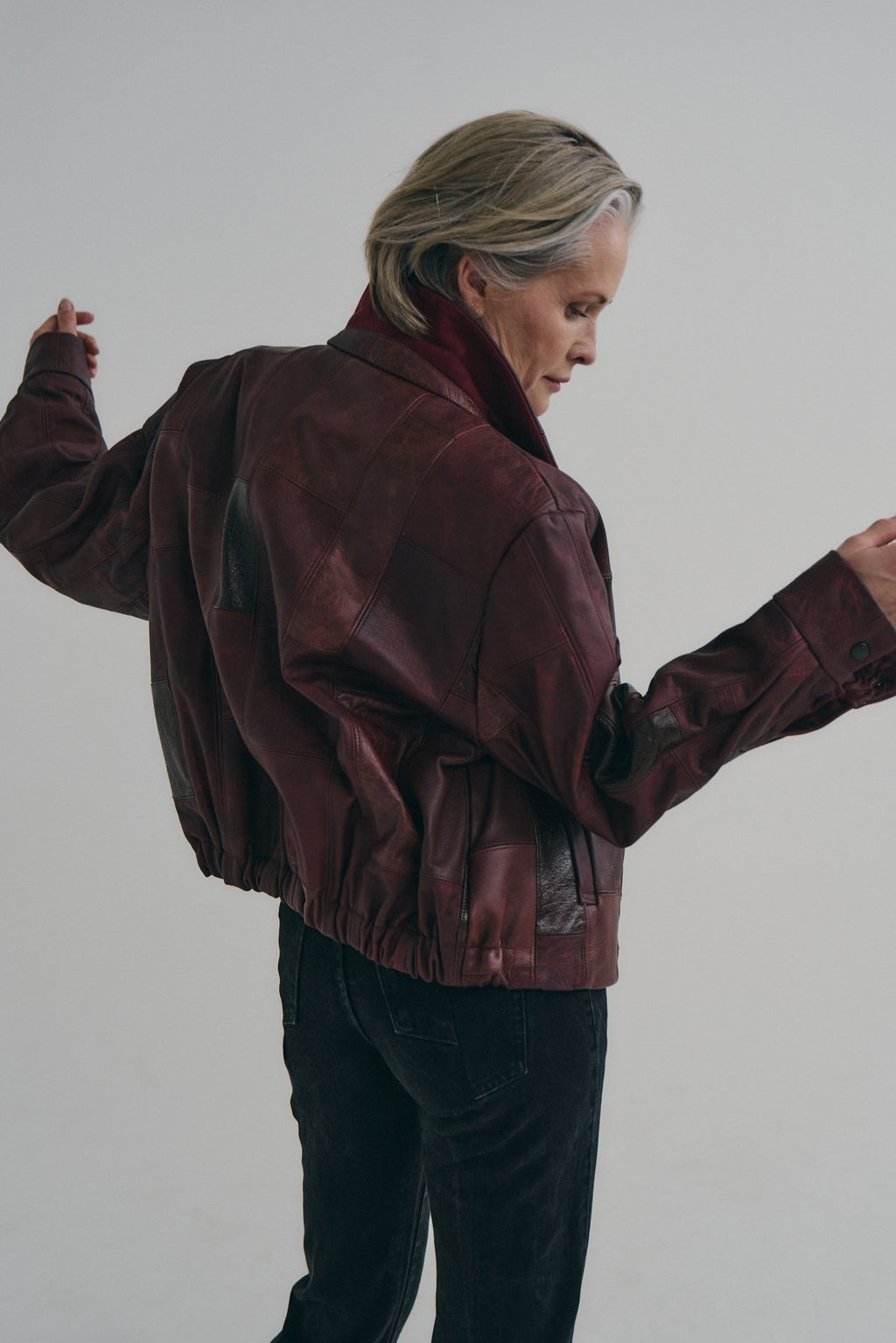 Cherry Red Leather Bailey Bomber | One-of-a-kind - ELV Denim