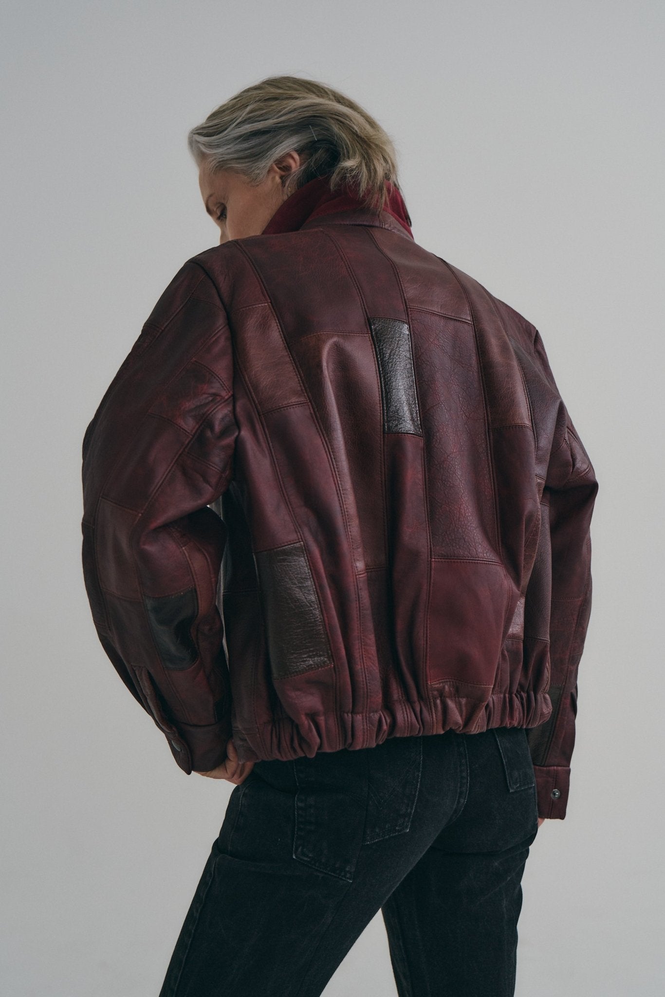 Cherry Red Leather Bailey Bomber | One-of-a-kind - ELV Denim