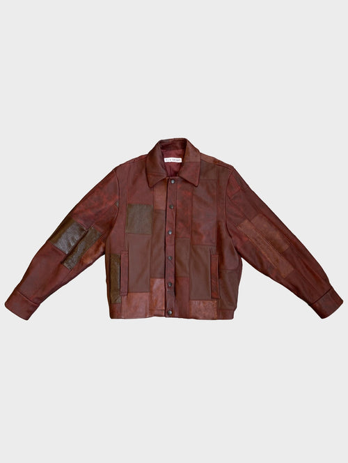 Cherry Red Leather Bailey Bomber | One-of-a-kind - ELV Denim