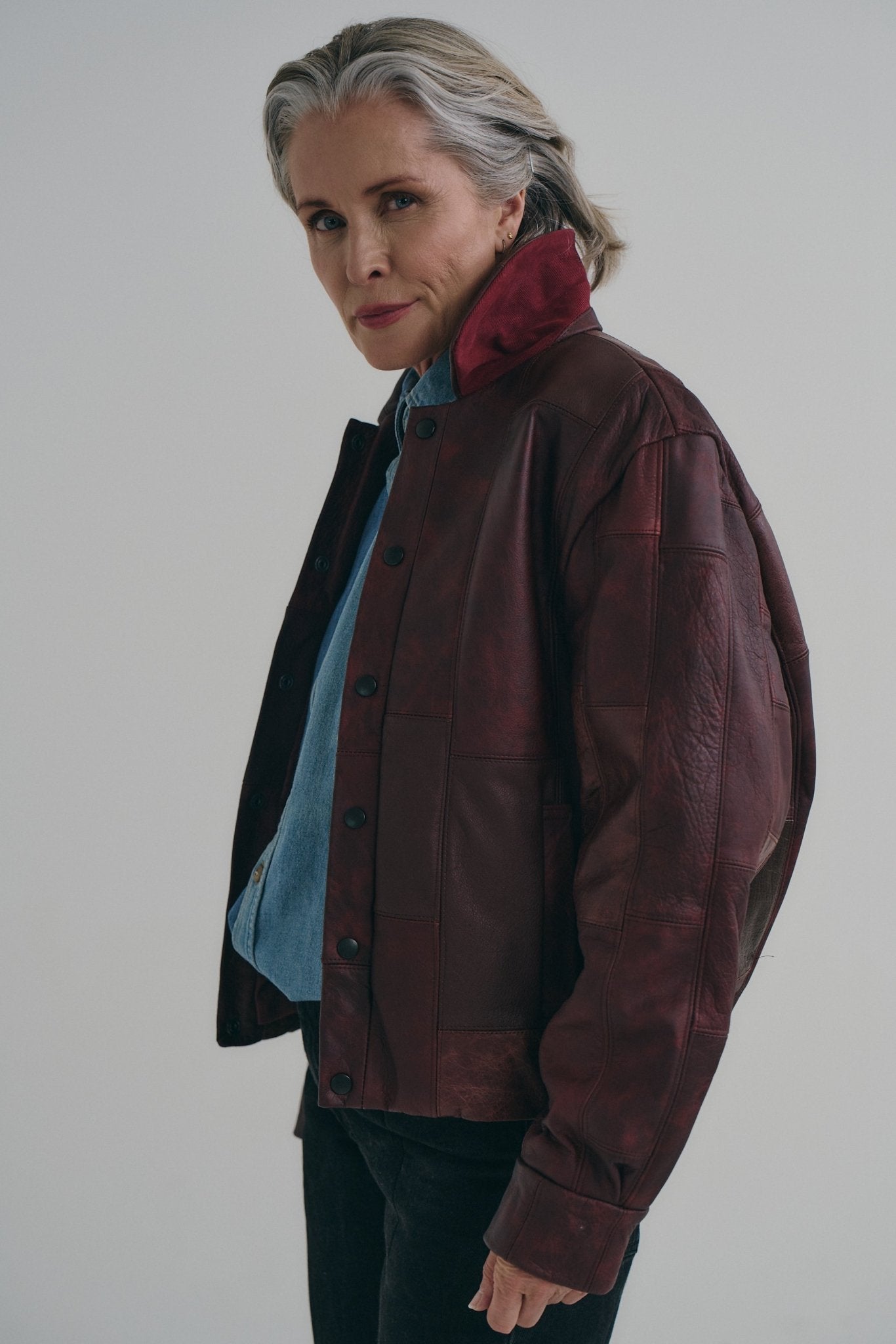 Cherry Red Leather Bailey Bomber | One-of-a-kind - ELV Denim