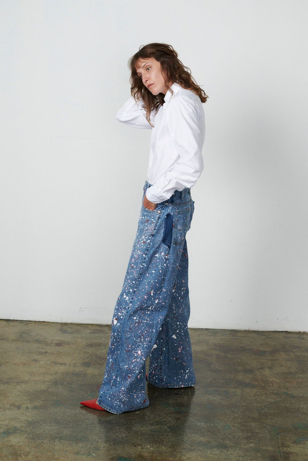 Dalston Wide Leg Painted Jeans Light Blue - ELV Denim