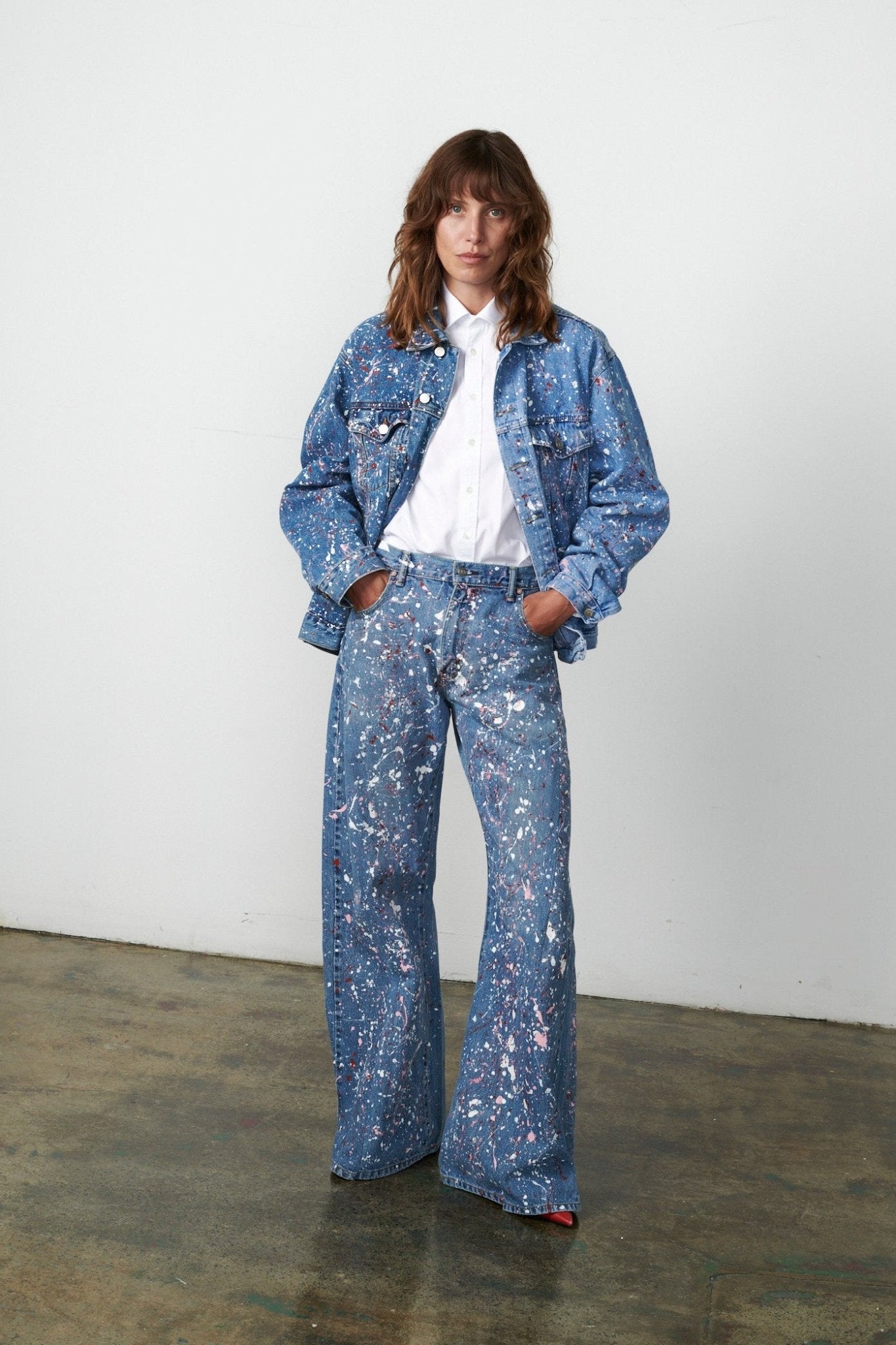 Dalston Wide Leg Painted Jeans Light Blue - ELV Denim