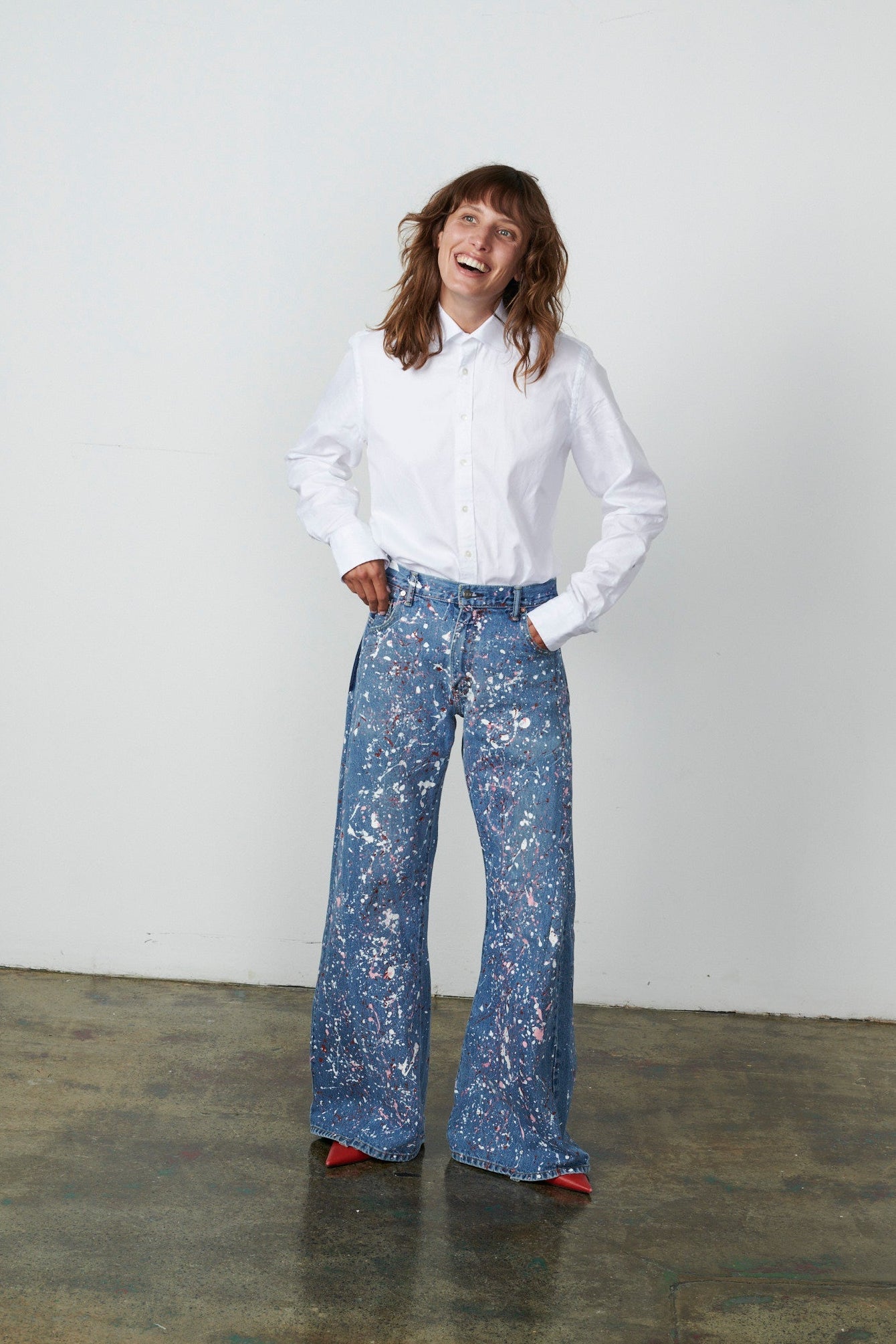 Dalston Wide Leg Painted Jeans Light Blue - ELV Denim