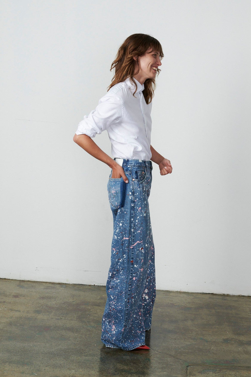 Dalston Wide Leg Painted Jeans Light Blue - ELV Denim