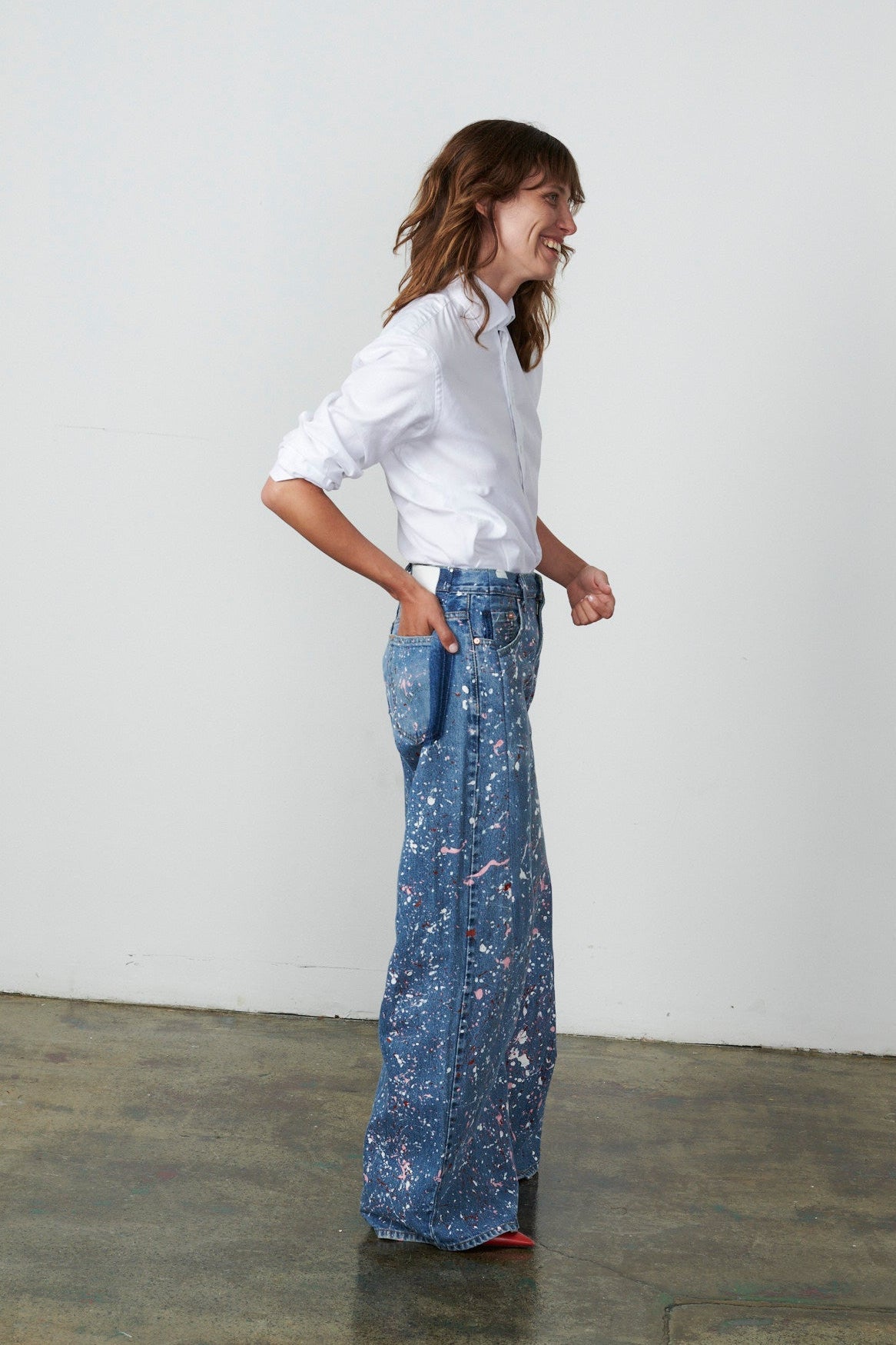Dalston Wide Leg Painted Jeans Light Blue - ELV Denim
