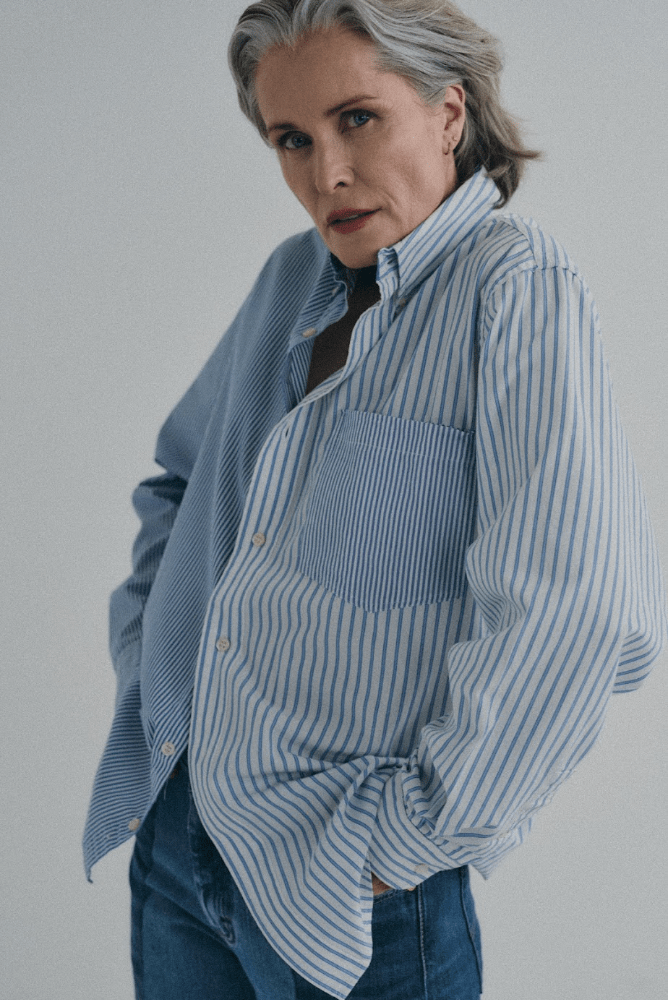 Diana Shirt Stripe Cotton Poplin Light Blue - ELV Denim