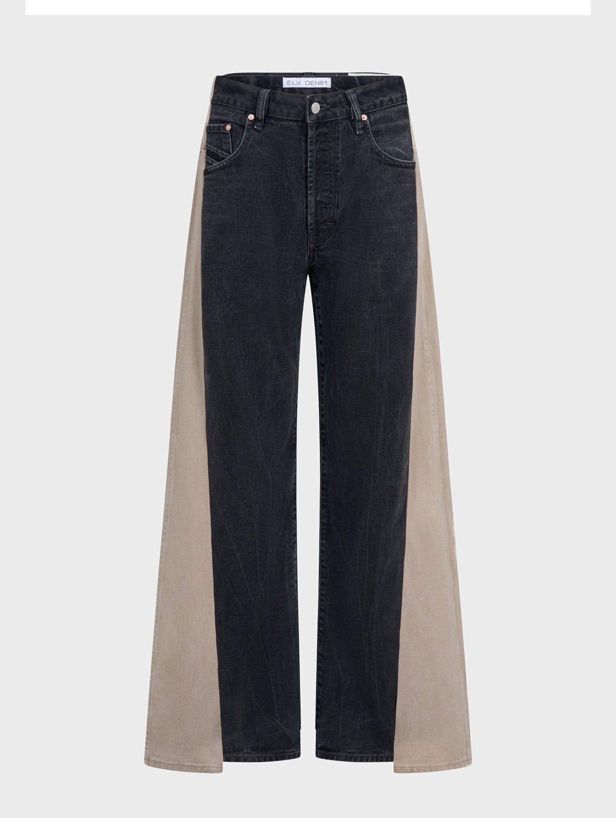 Freya Wide Leg Jeans Beige Black - ELV Denim