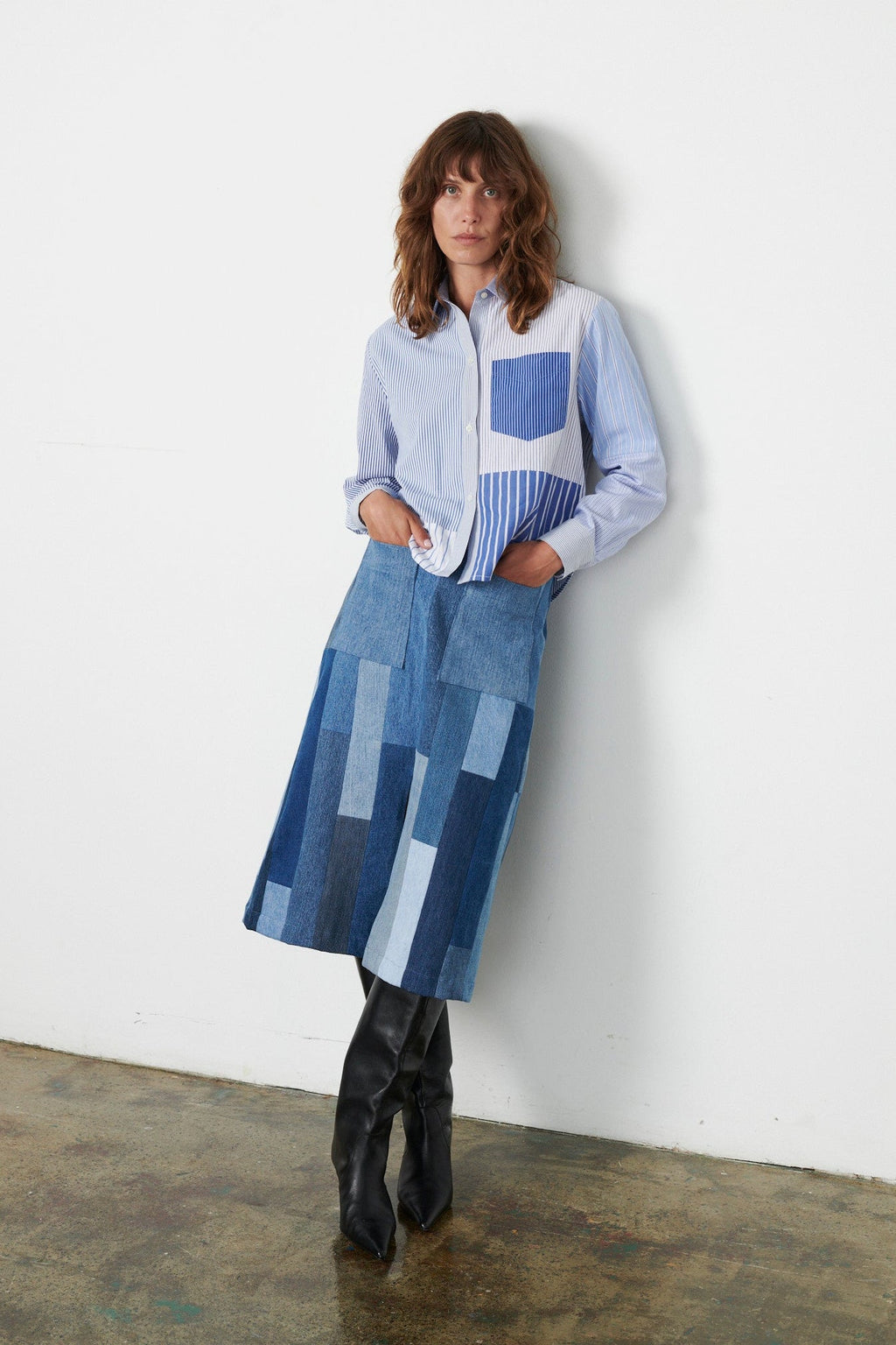 Gaby Skirt Tessellated Denim - ELV Denim
