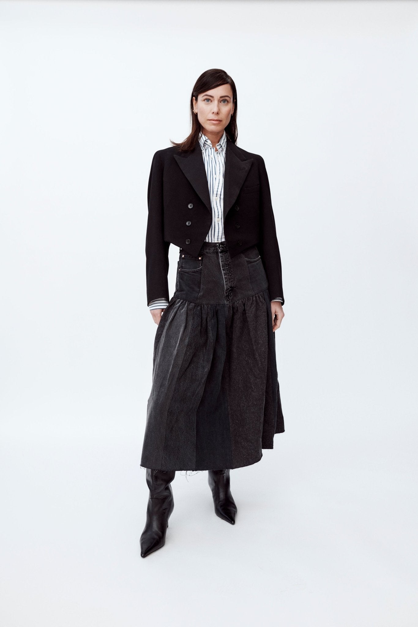 Harvard Denim Skirt Charcoal - ELV Denim