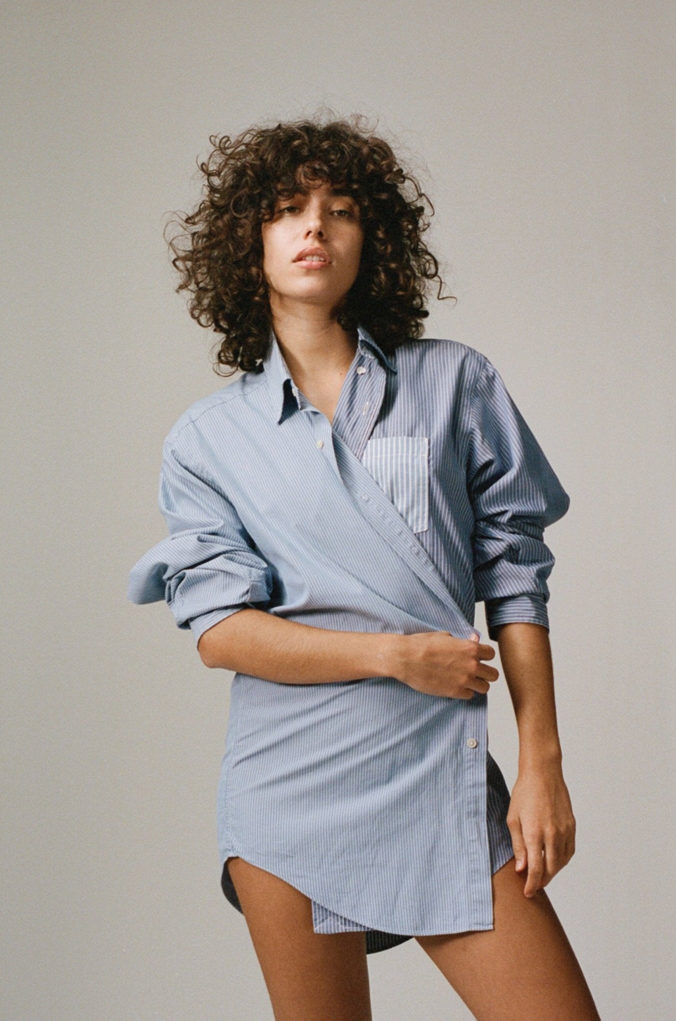 Diana Shirt Stripe Cotton Poplin Light Blue
