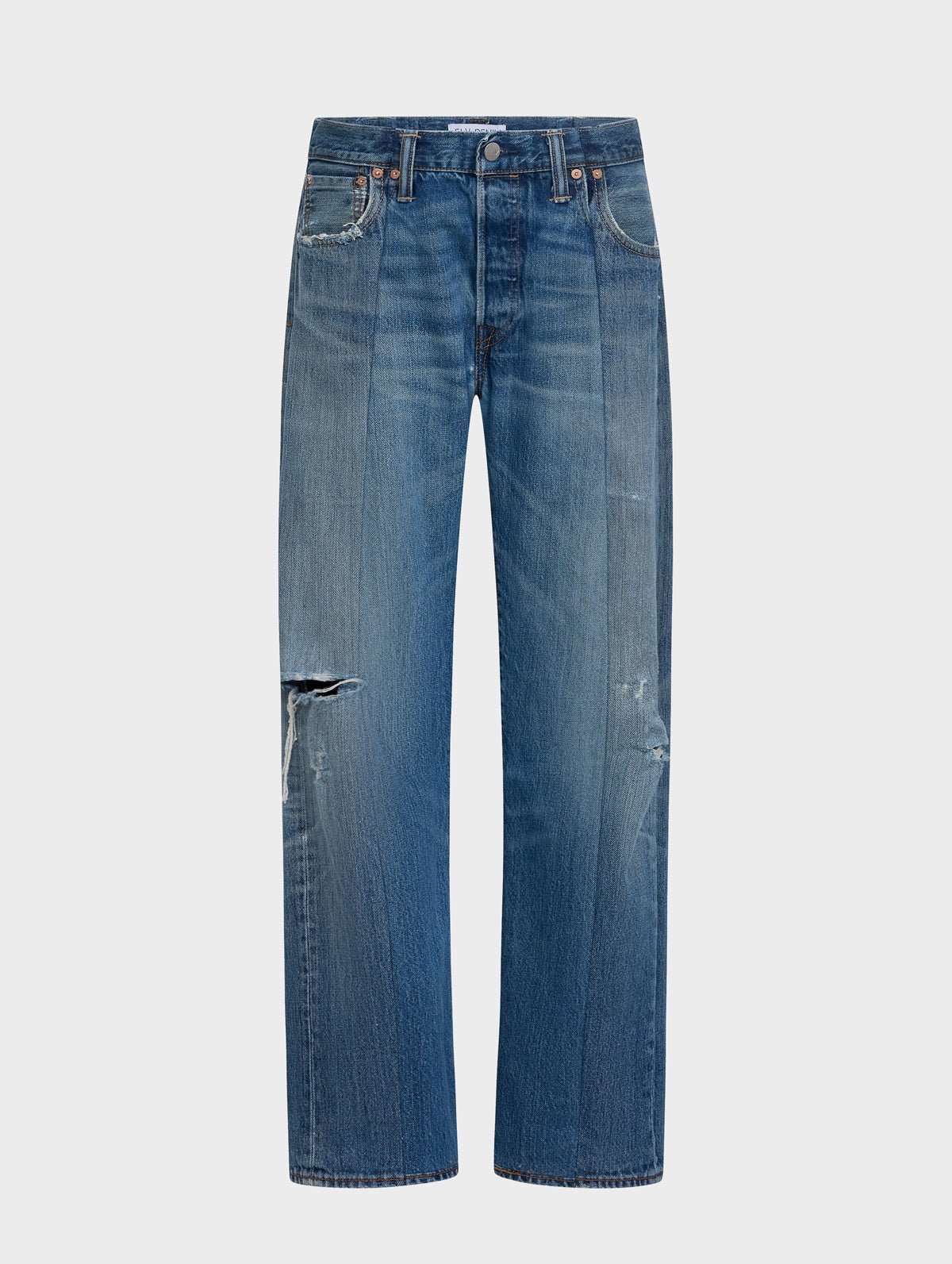 Stovepipe Jean Distressed Mid Blue - ELV Denim