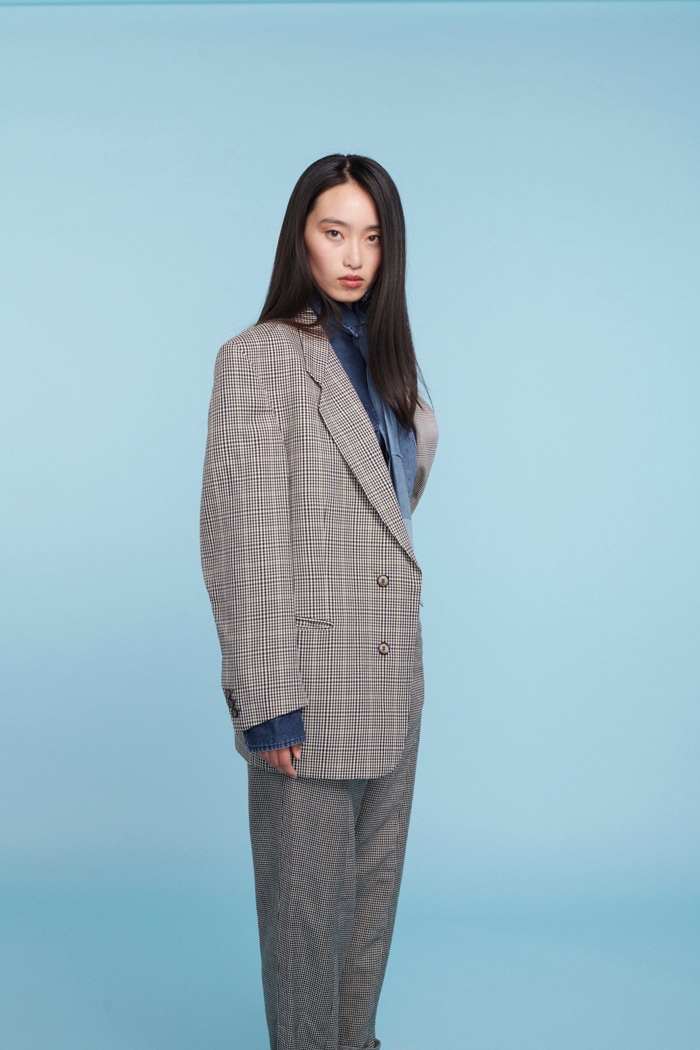 The Jamie Blazer Monochrome Check Suiting - ELV Denim
