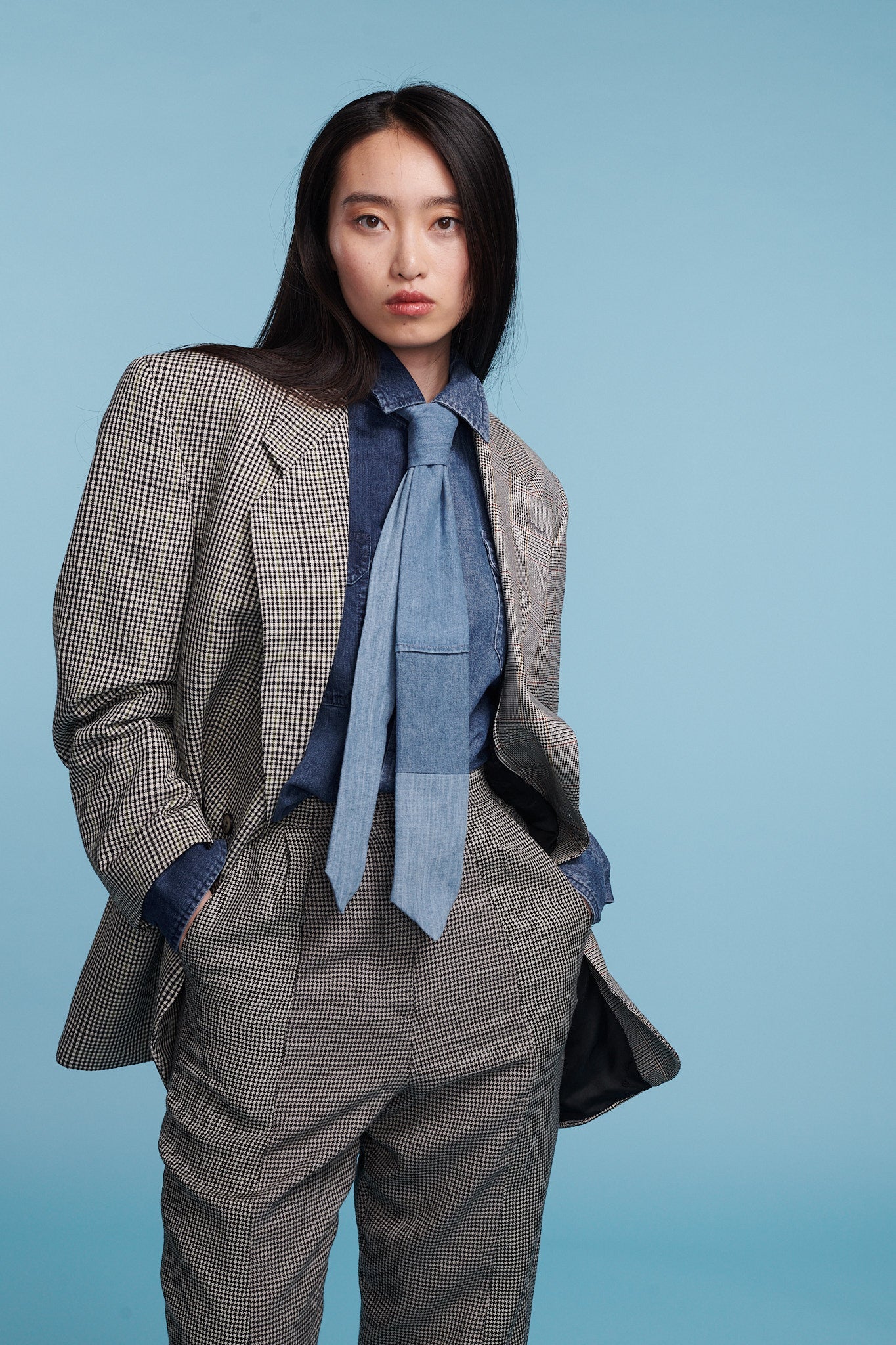 The Jamie Blazer Monochrome Check Suiting - ELV Denim