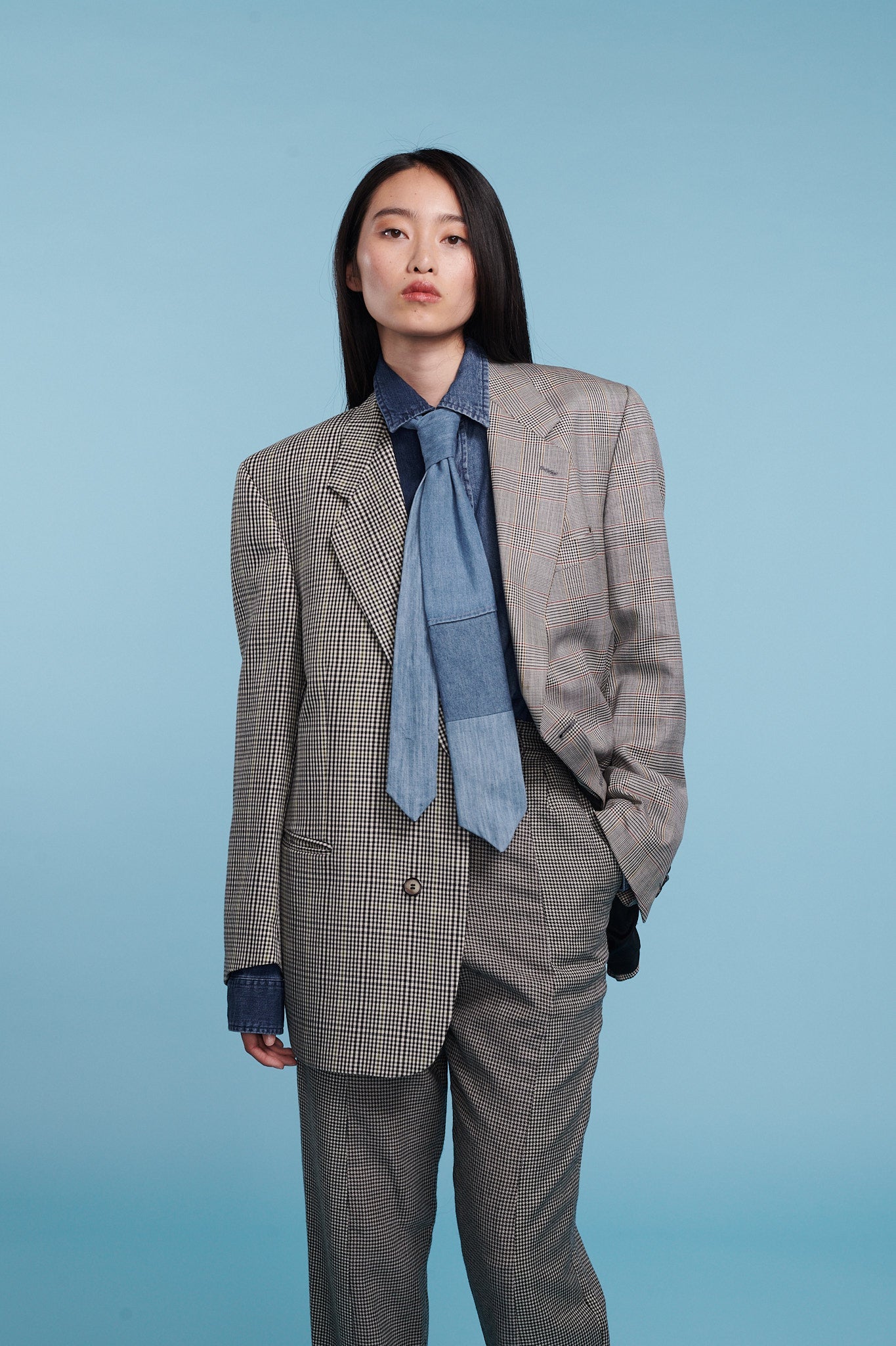 The Jamie Blazer Monochrome Check Suiting - ELV Denim