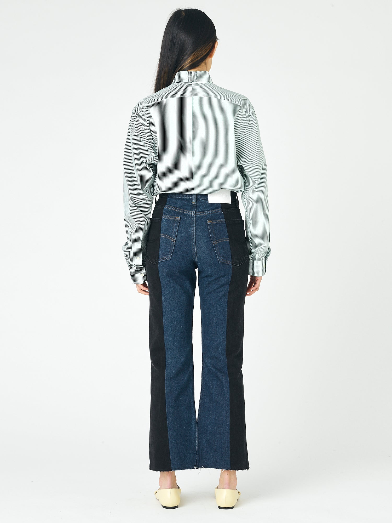 Black Dark Blue Contrast Flare Jean - E.L.V. Denim