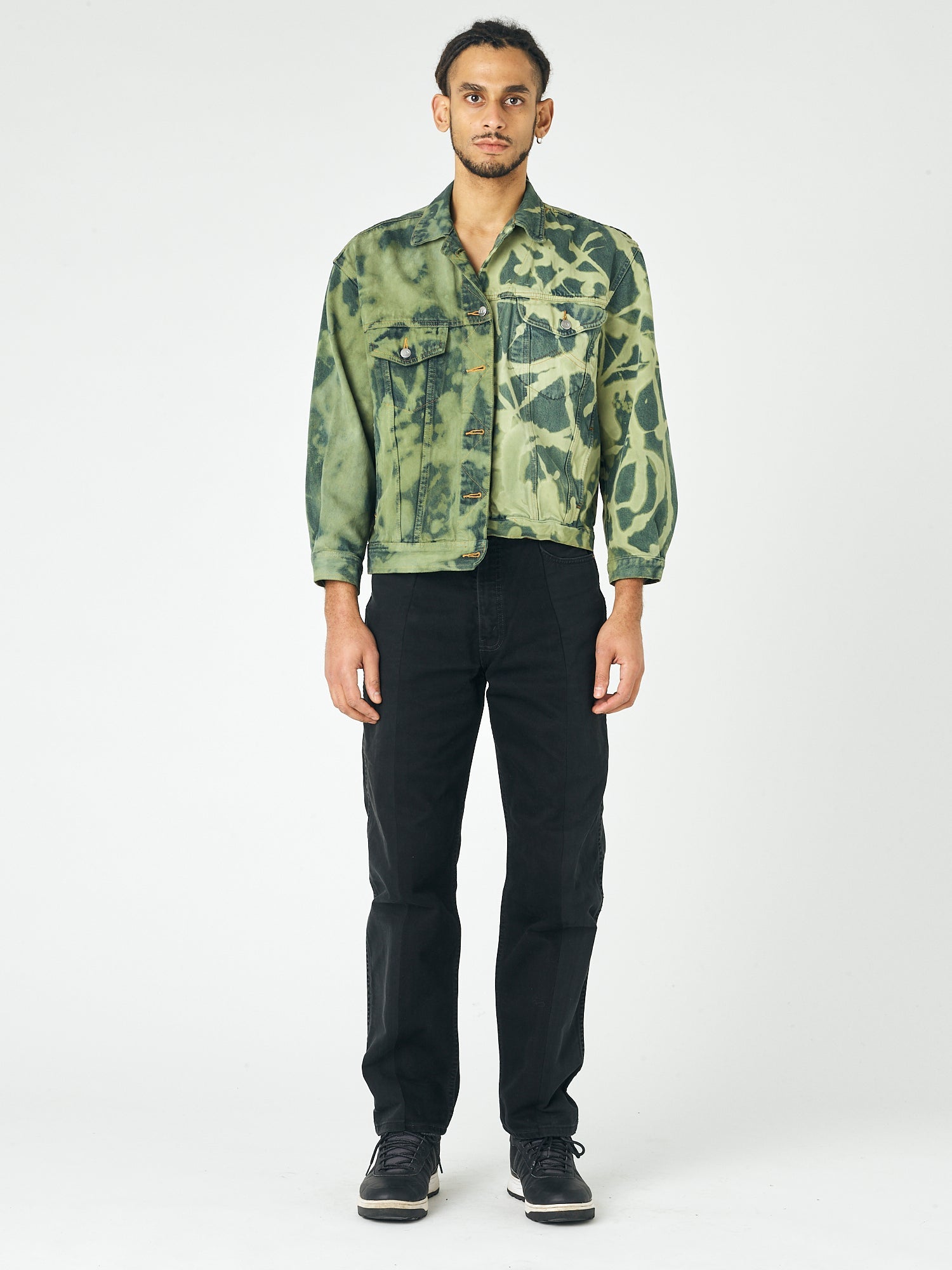 Mens Camo Bleach Denim Jacket - E.L.V. Denim