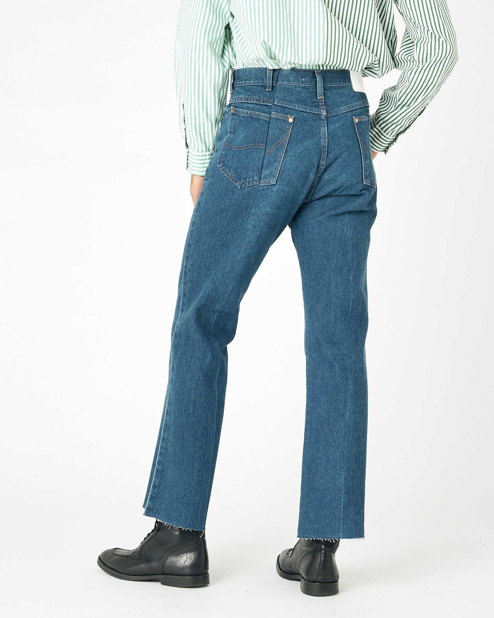 Mens Dark Blue Match Flare Jean - E.L.V. Denim