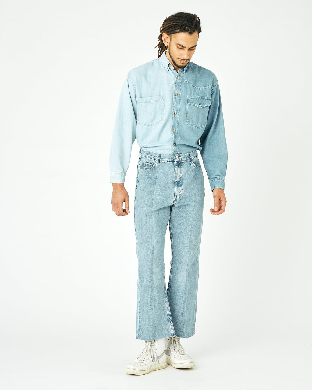 Mens Light Blue Match Flare Jean - E.L.V. Denim