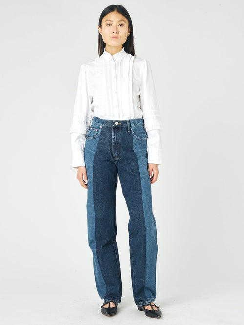 Mid Dark Blue Contrast Boyfriend Jean - E.L.V. Denim