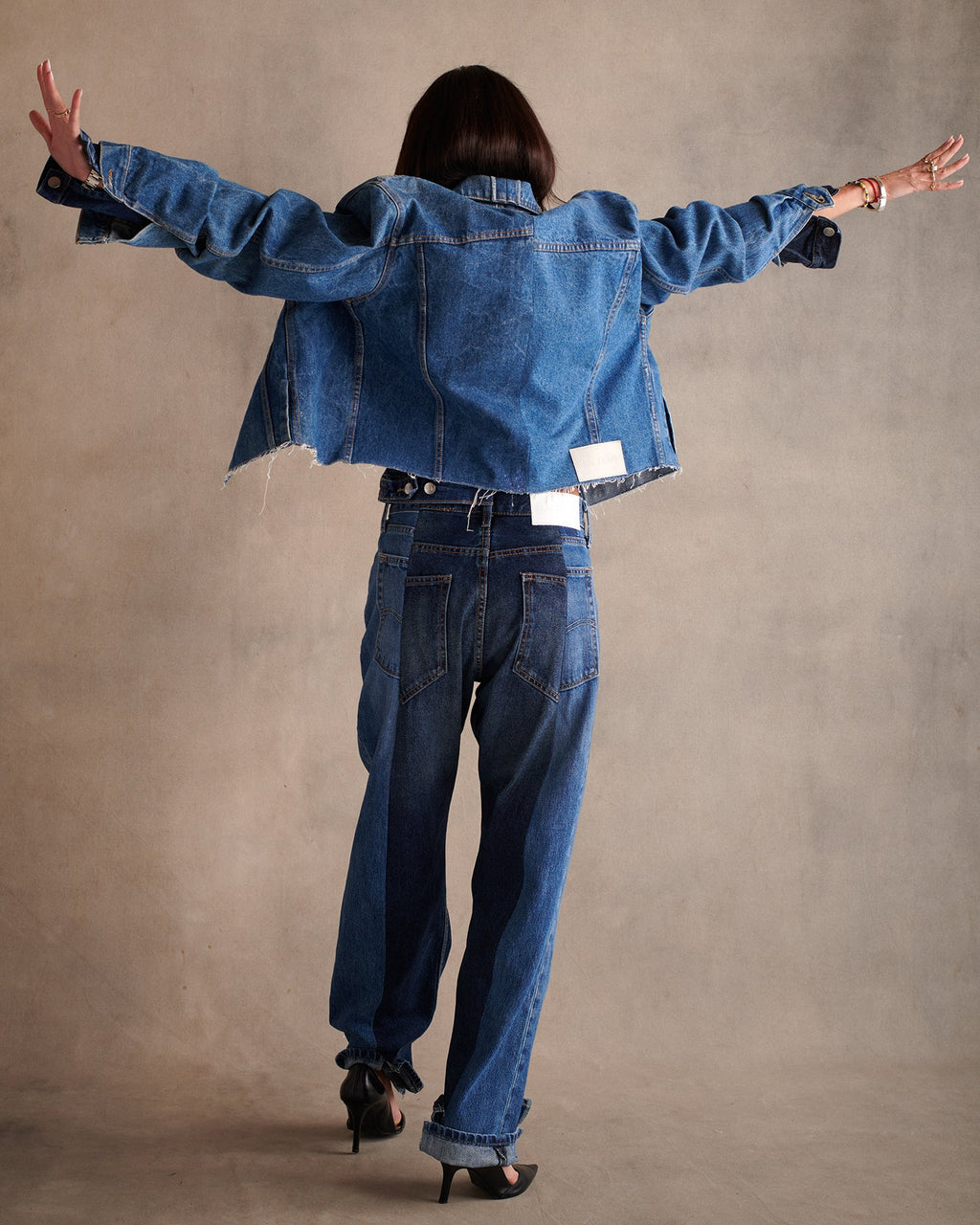 Mid Dark Blue Contrast Boyfriend Jean - E.L.V. Denim
