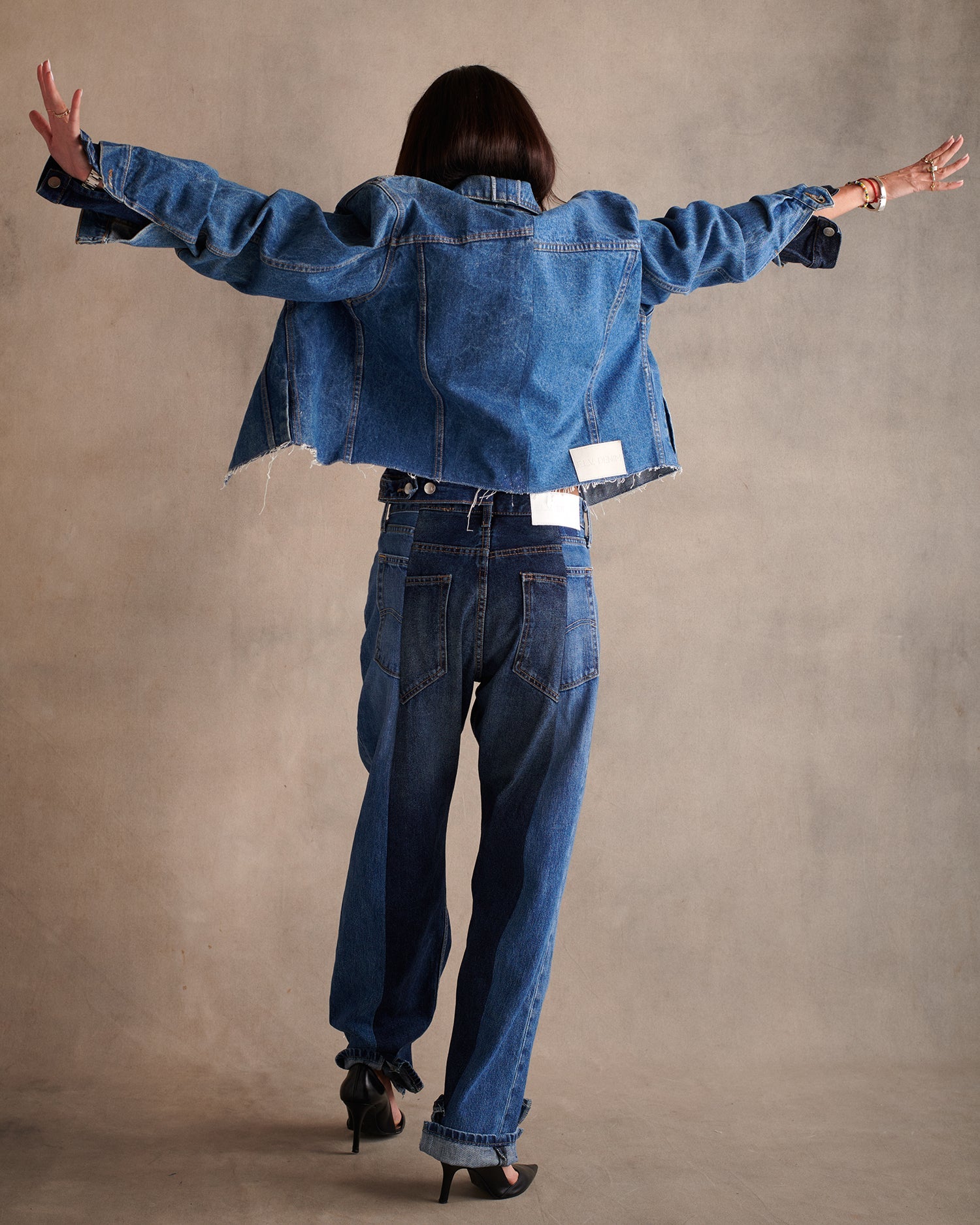 Mid Dark Blue Contrast Boyfriend Jean - E.L.V. Denim