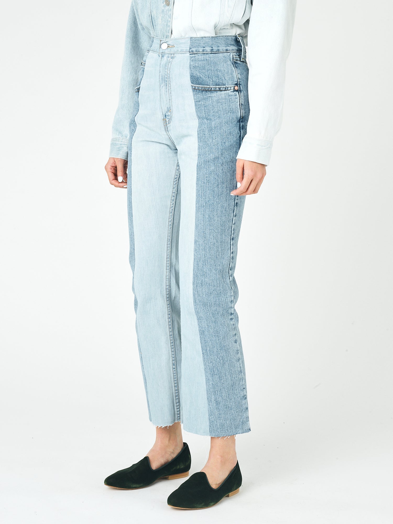 Mid Light Blue Contrast Flare Jean - E.L.V. Denim