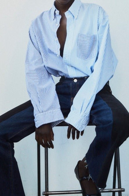 The Diana Cotton Blue Stripe Shirt - E.L.V. Denim